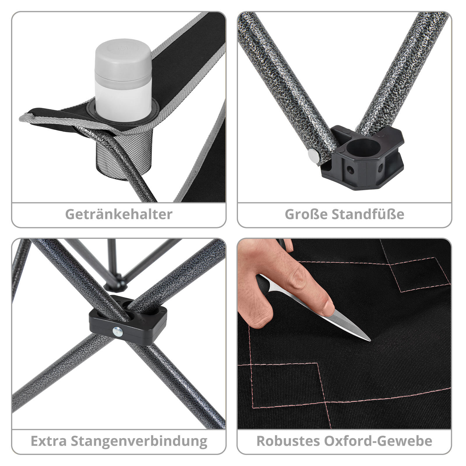 Sedia da Campeggio Tanger pieghevole XL spiaggia Acciaio leggero 120kg 6/7