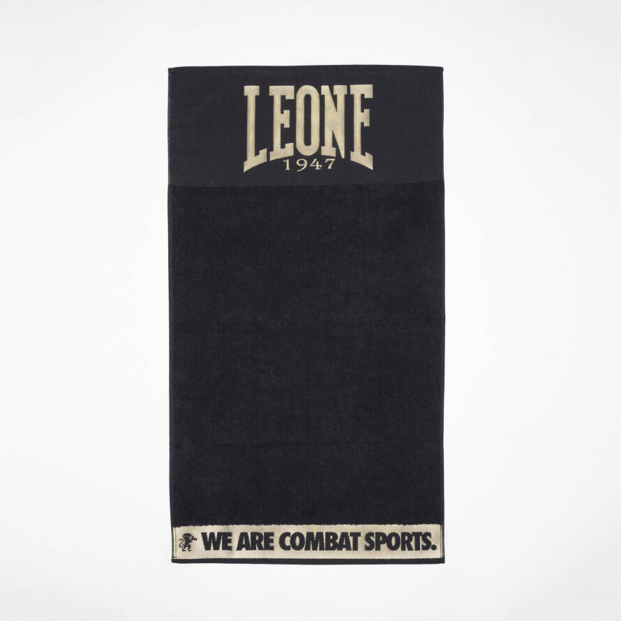 LEONE 1947 Leone DNA Fitness Towel AC922 — Jacquard 88 x 52 cm, Black/Gold