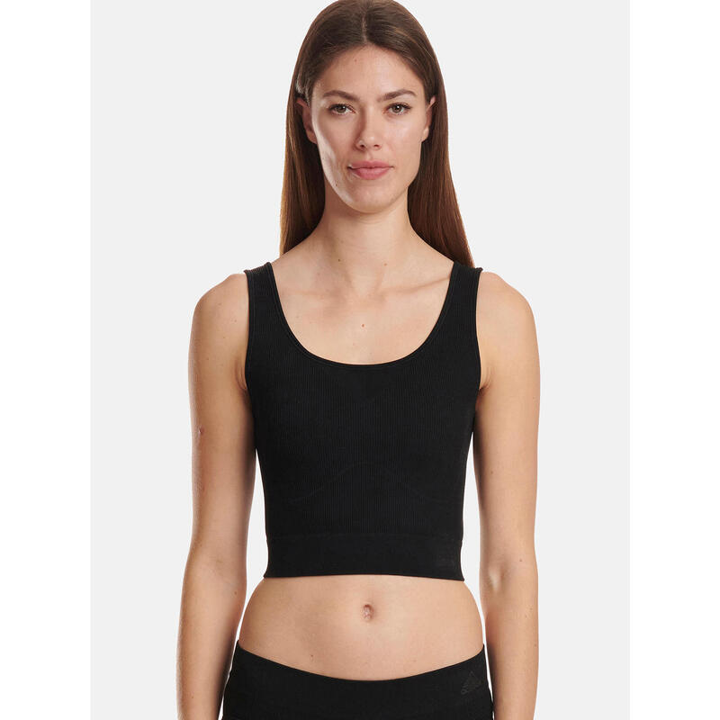 Crop-Top modern kurz Damen - Ripp Stretch schwarz