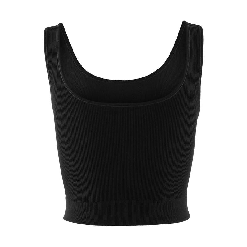 Crop-Top modern kurz Damen - Ripp Stretch schwarz