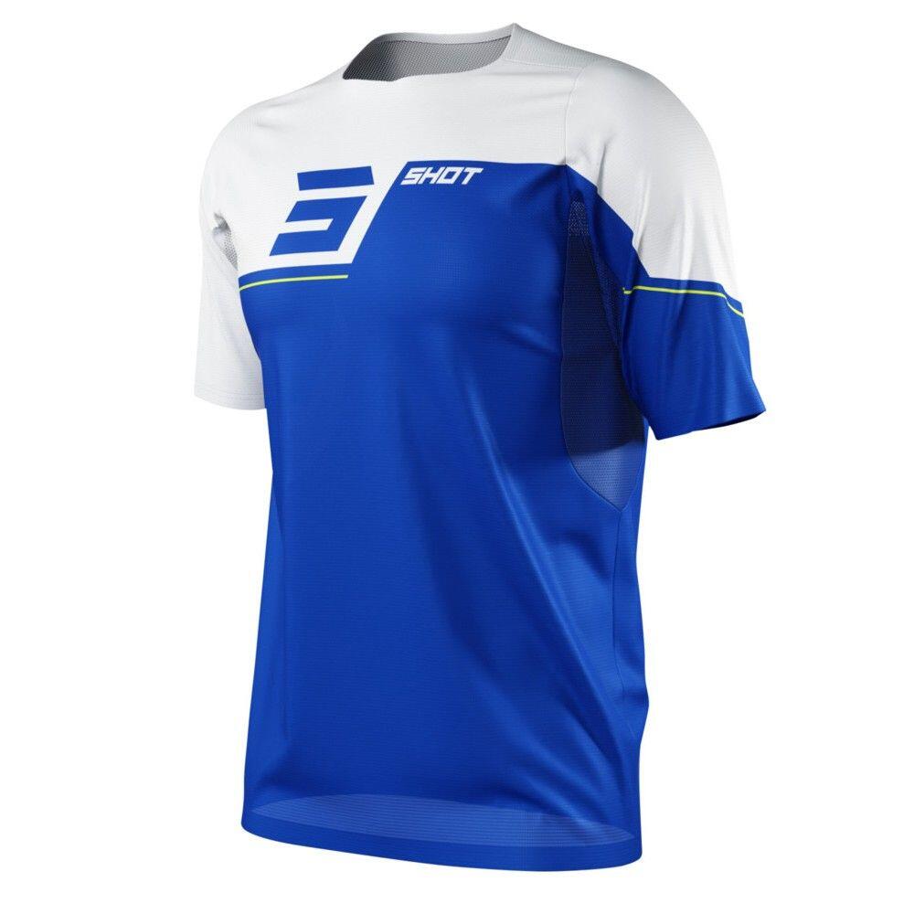Shot - Maillot Manches Courtes Shot Revolt Bleu - Maillot Manches Courtes - Blanc|bleu - 38 S - Decathlon