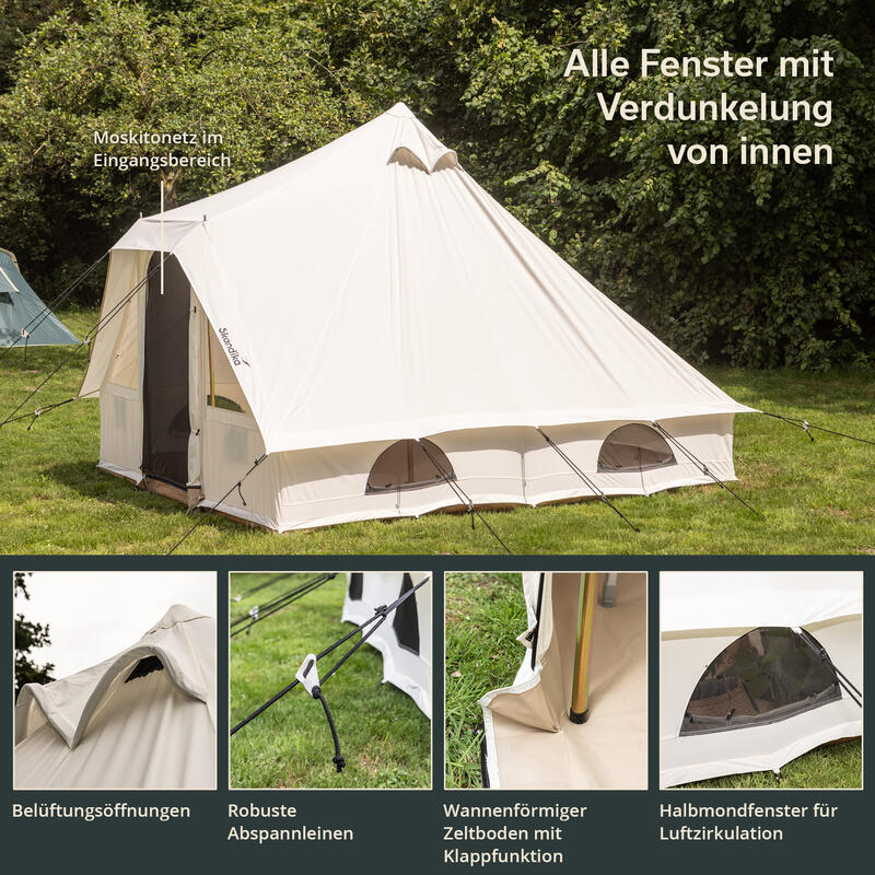 Tipi tent Lodur Technical Cotton - 4 persoons - 290x350cm - ingenaaide tentbodem