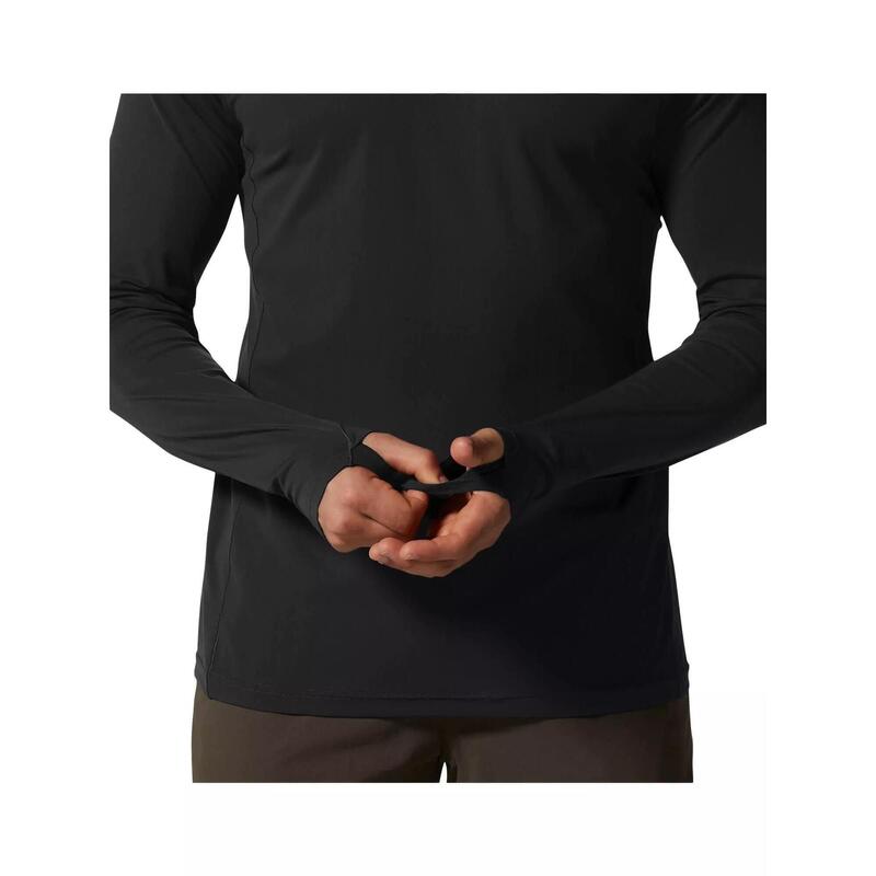 Mountain Stretch Hoody férfi hosszú ujjú sport póló - fekete