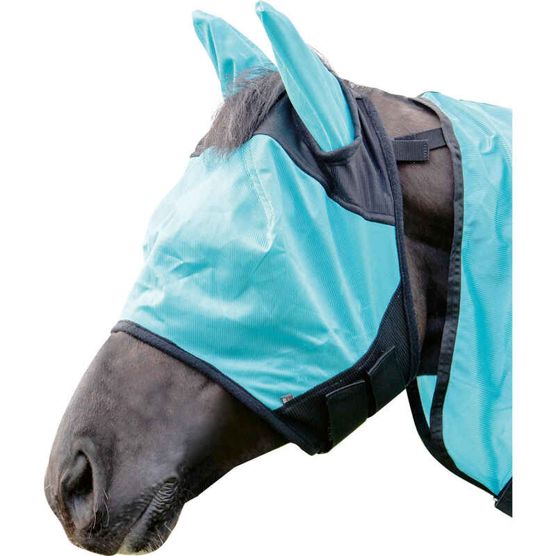 Fliegenschutzmaske Aqua für Pferd hellblau