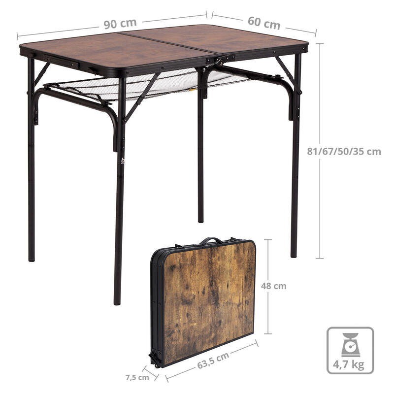 Bo-Camp - Industrial - Mesa - Decatur - Modelo maleta - 90x60 cm