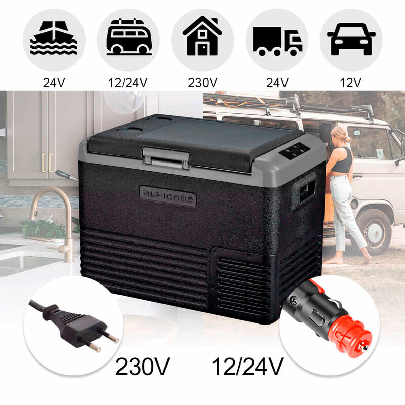 Nevera Compresor Portátil 40L 12v 24v 220v Coolzone CZ CL40 Doble