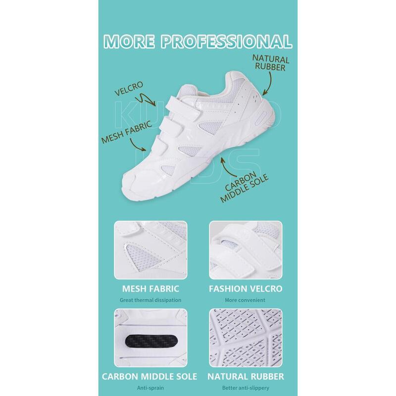 (Preorder) KH-F06J Kids' Velcro Professional Badminton Shoes - White