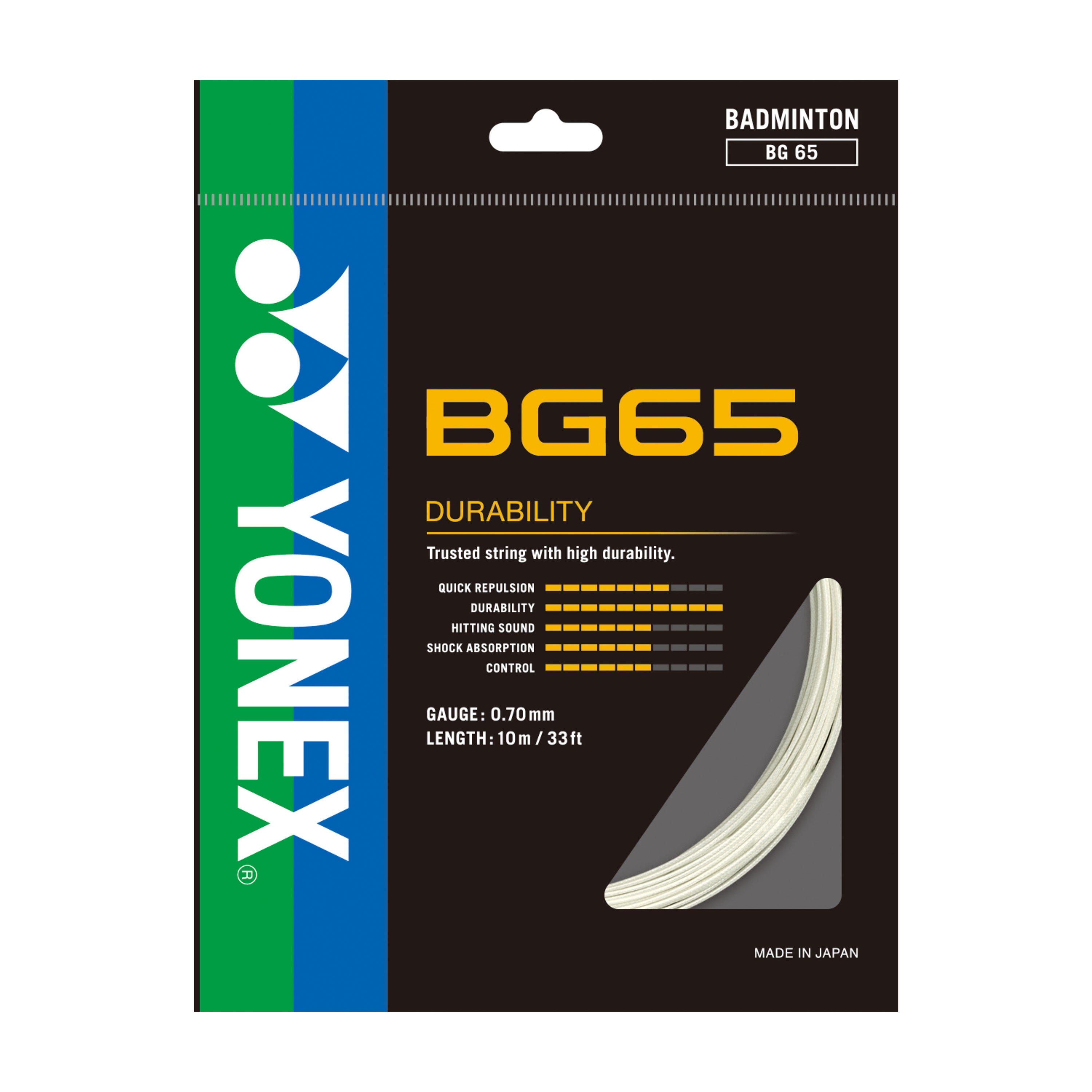 YONEX BG65 200mロール ホワイト Badminton String BG65 WHITE