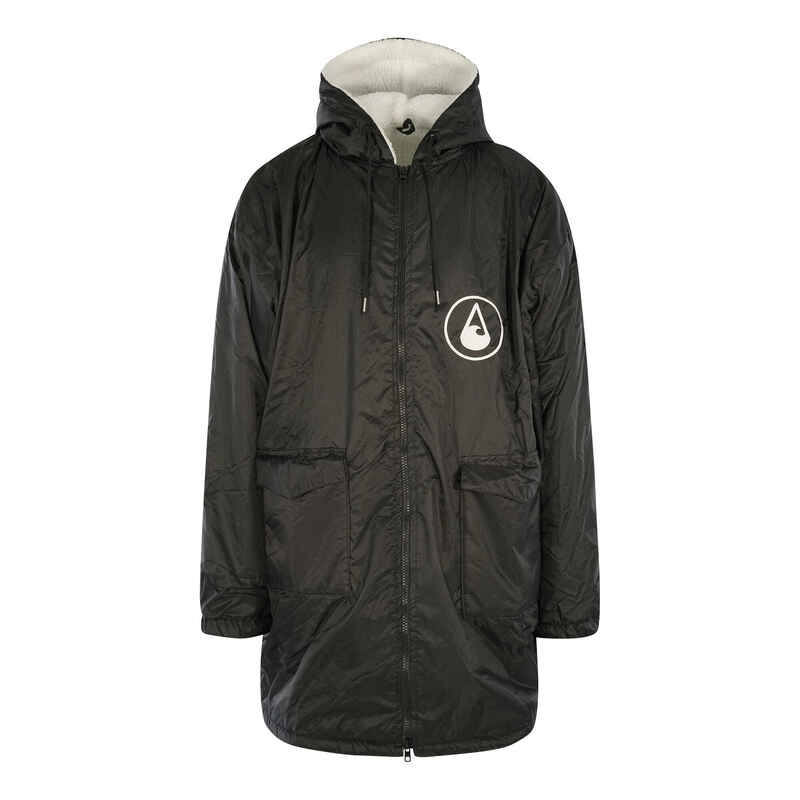 Surfen Badeponcho kuscheliger Strandponcho Damen - Stormponcho Biso Sherpah schw