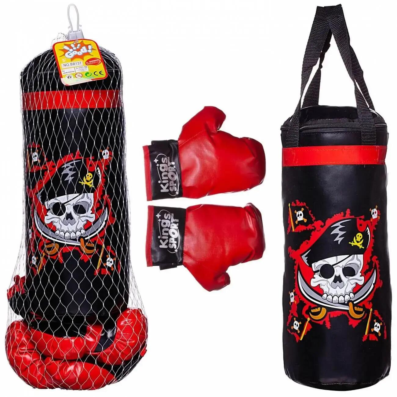 Sac de box Pirat cu manusi pentru copii, 45x14cm 2/5