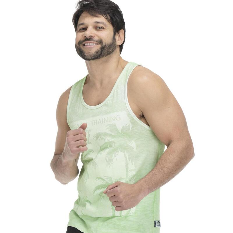 Camiseta sin mangas de playa con efecto teñido anudado para hombre