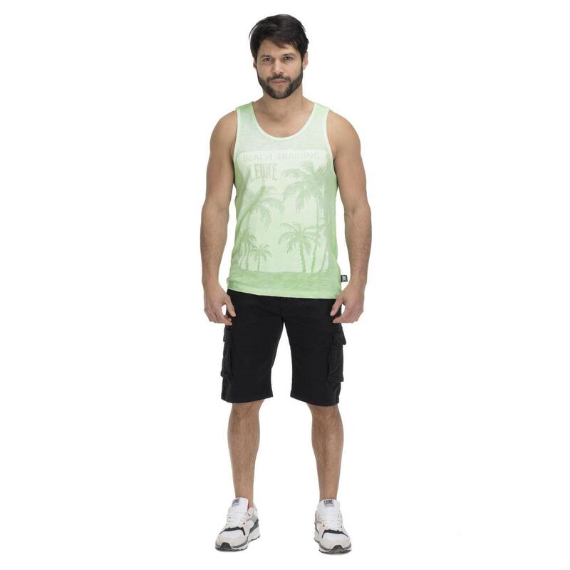 Camiseta sin mangas de playa con efecto teñido anudado para hombre