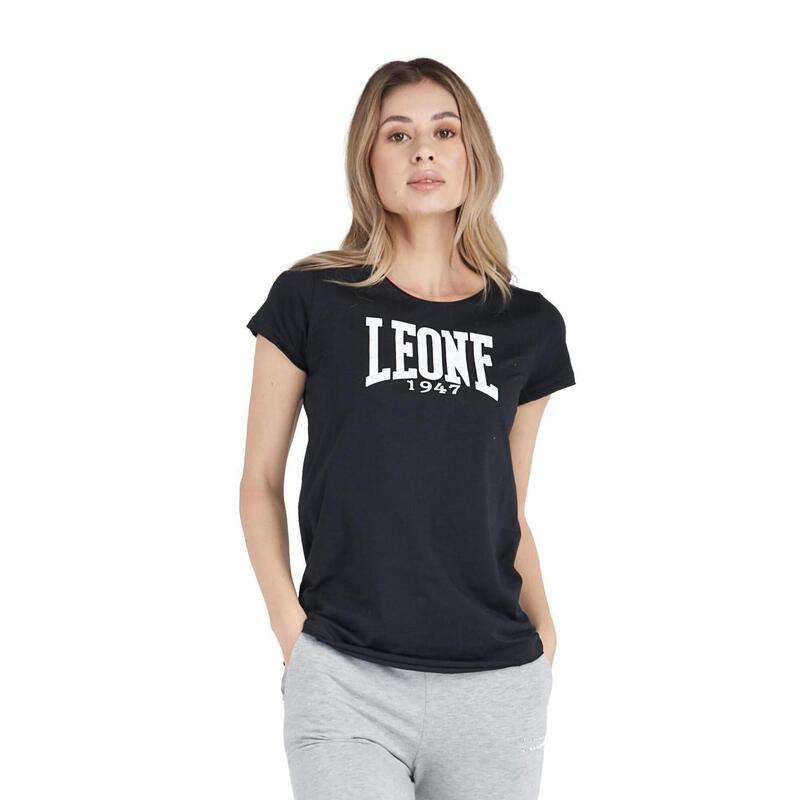 Camiseta feminina de manga curta com logotipo grande de luxo