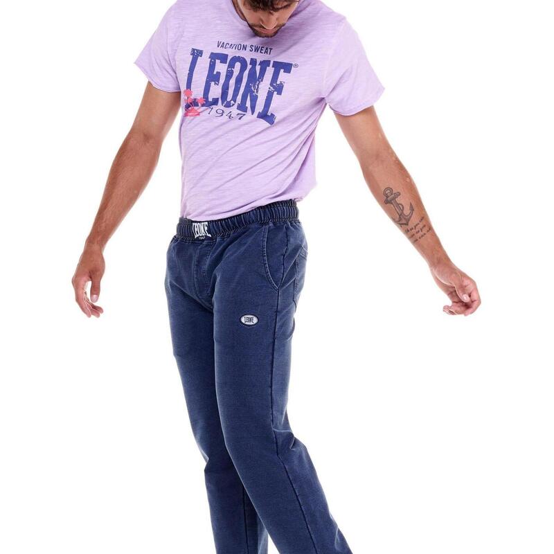 Pantalon homme en denim délavé Leone Indigo