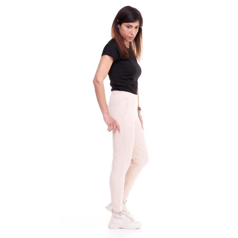 Pantalone donna dritto con piega in felpa Training
