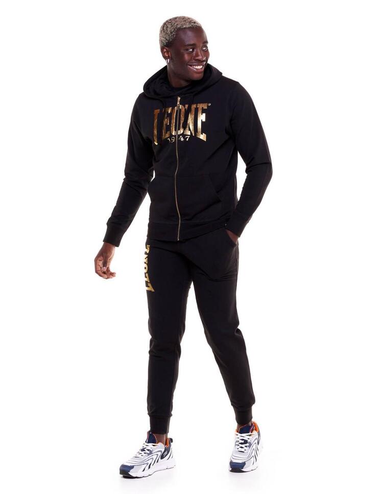 Męska bluza z kapturem i zamkiem błyskawicznym w kolorze złotym