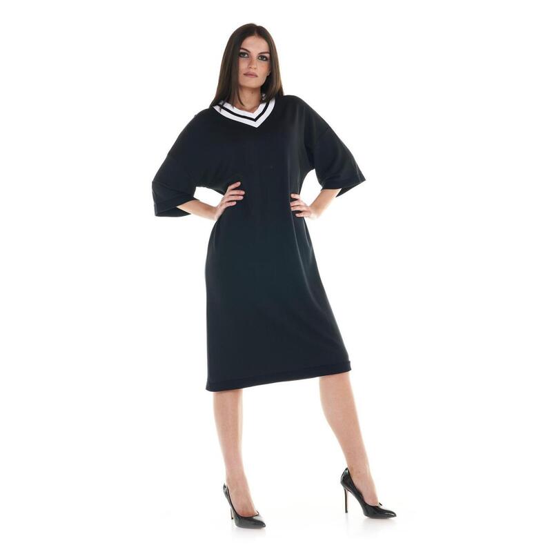 Vestido relajado blanco y negro para mujer