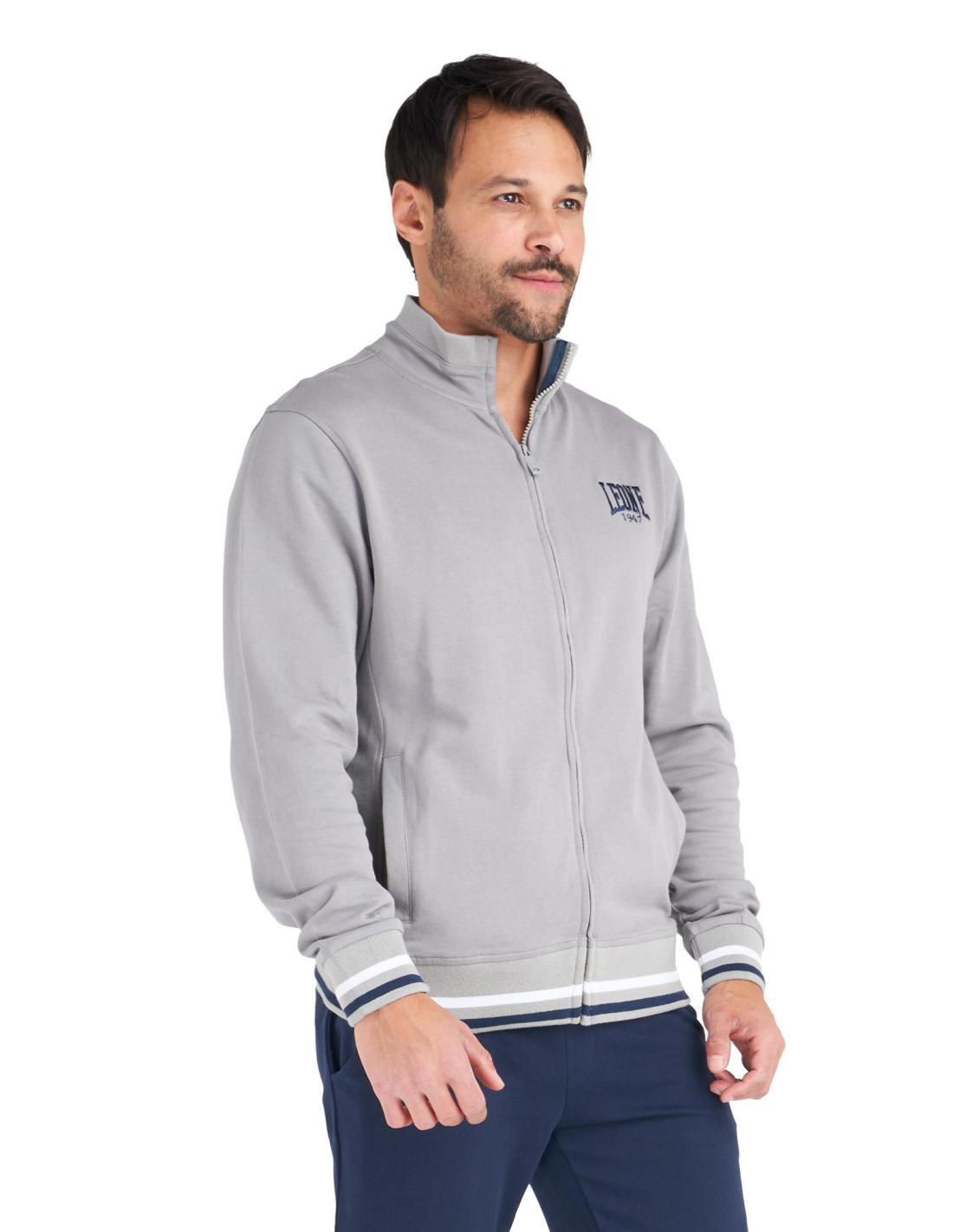Fato de treino masculino em algodão orgânico com gola alta e fecho mínimo 3/5
