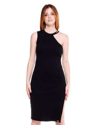Schwarz-weißes One-Shoulder-Damenkleid