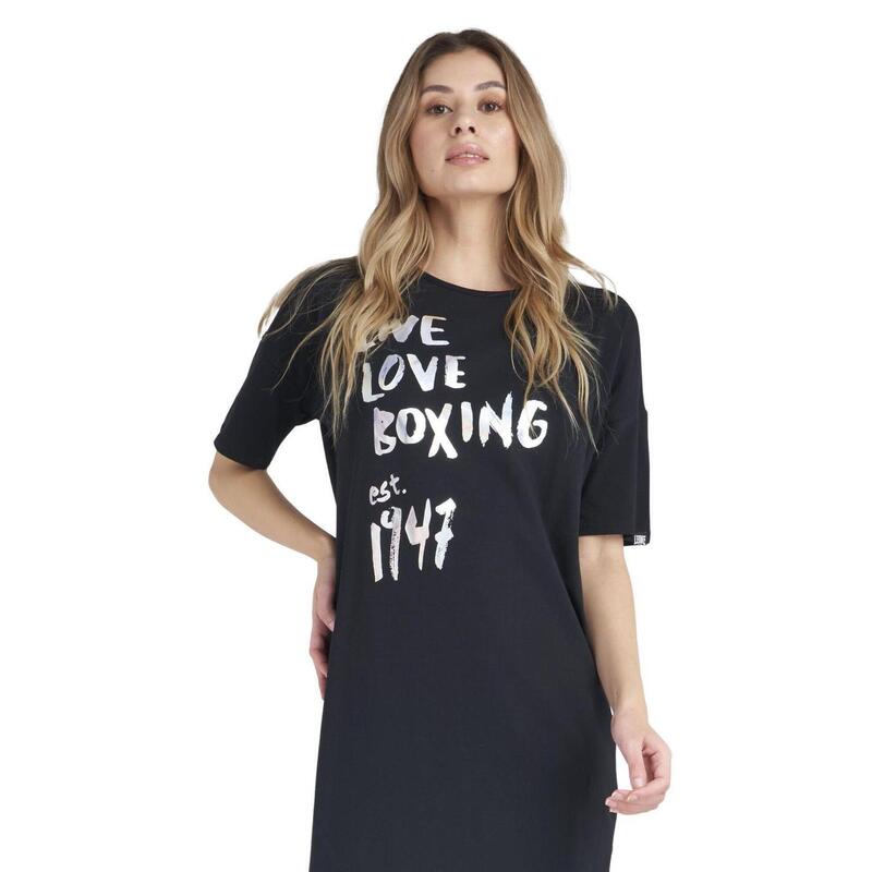 Maxi t-shirt brilhante de manga curta para mulher
