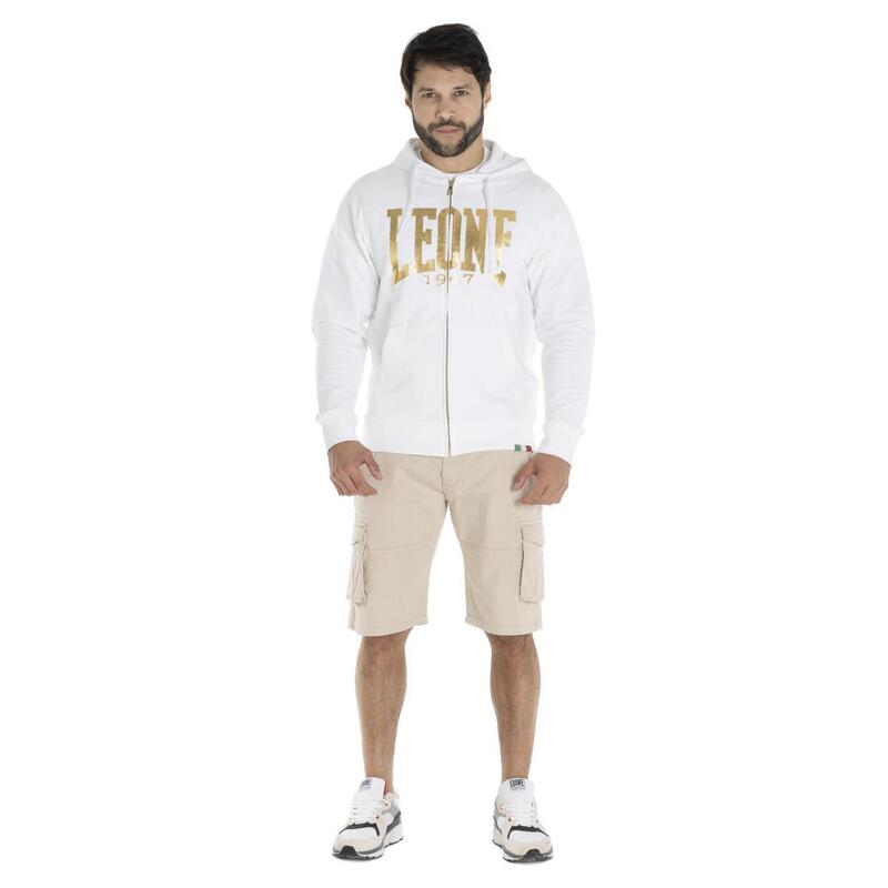 Hanorac auriu cu glugă cu fermoar complet pentru bărbați
