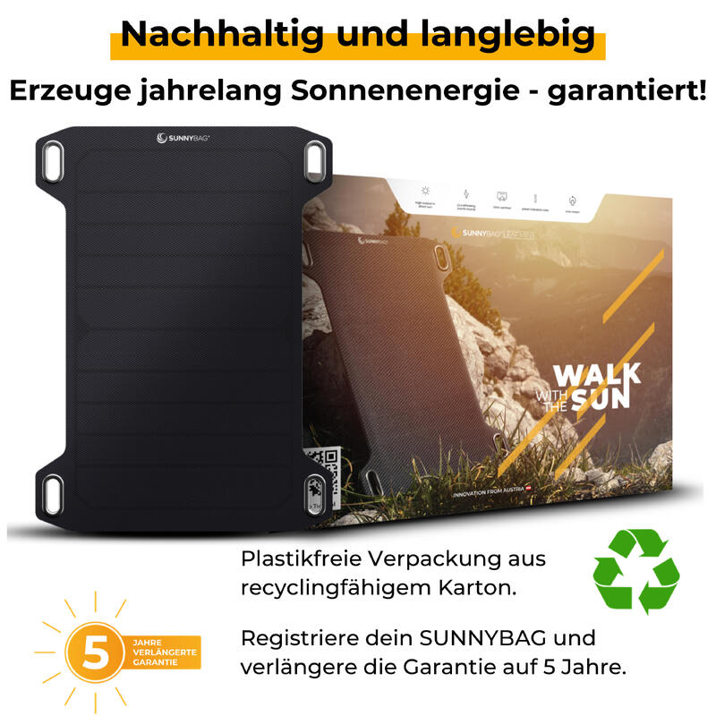 LEAF MINI Solarpanel | 5W | Ultraleicht mit 349g | Wandern | Solarmodul Outdoor