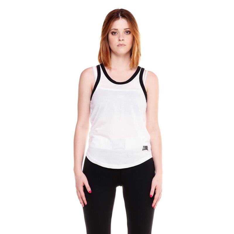 Dames tanktop open rug zwart en wit