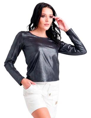 Glitzer-T-Shirt mit langen Ärmeln für Damen Flower