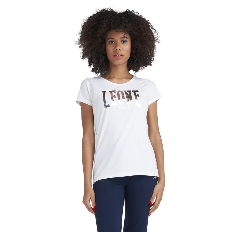 Camiseta feminina Leone com mangas curtas e grande logotipo Basic