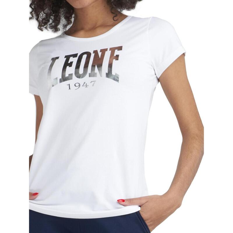 T-shirt Leone donna con maniche corte e logo grande Basic