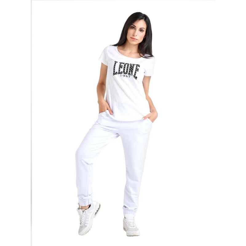 Camiseta feminina luxuosa de manga curta com logotipo grande