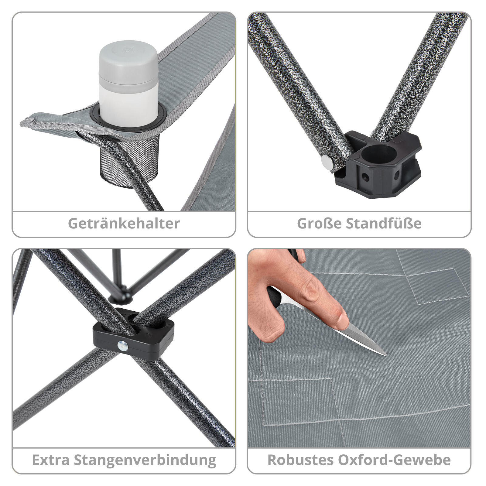 Sedia da Campeggio Tanger pieghevole XL spiaggia Acciaio leggero 120kg 6/7