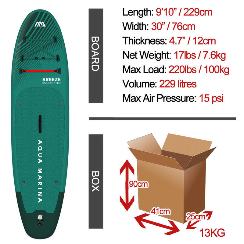 Nadmuchiwana Deska SUP Aqua Marina BREEZE 300 cm Zielona