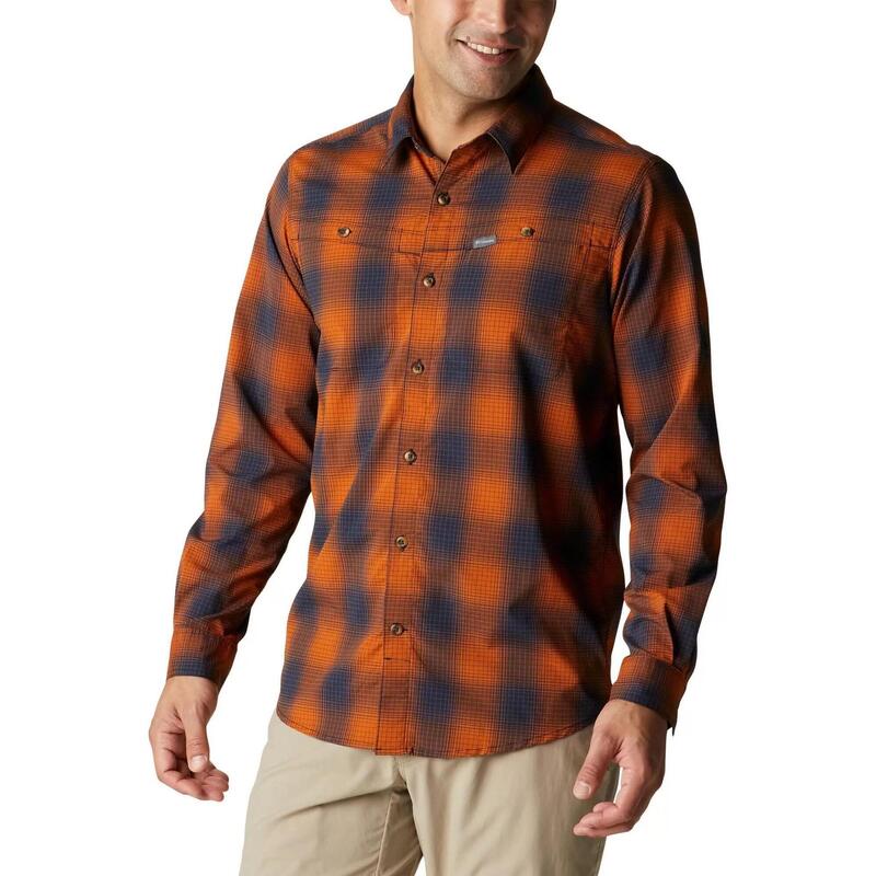 Newton Ridge II Plaid Long Sleeve Shirt férfi túraing - narancssárga