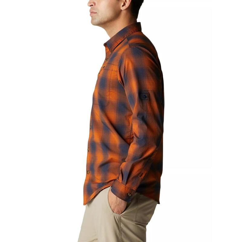 Newton Ridge II Plaid Long Sleeve Shirt férfi túraing - narancssárga
