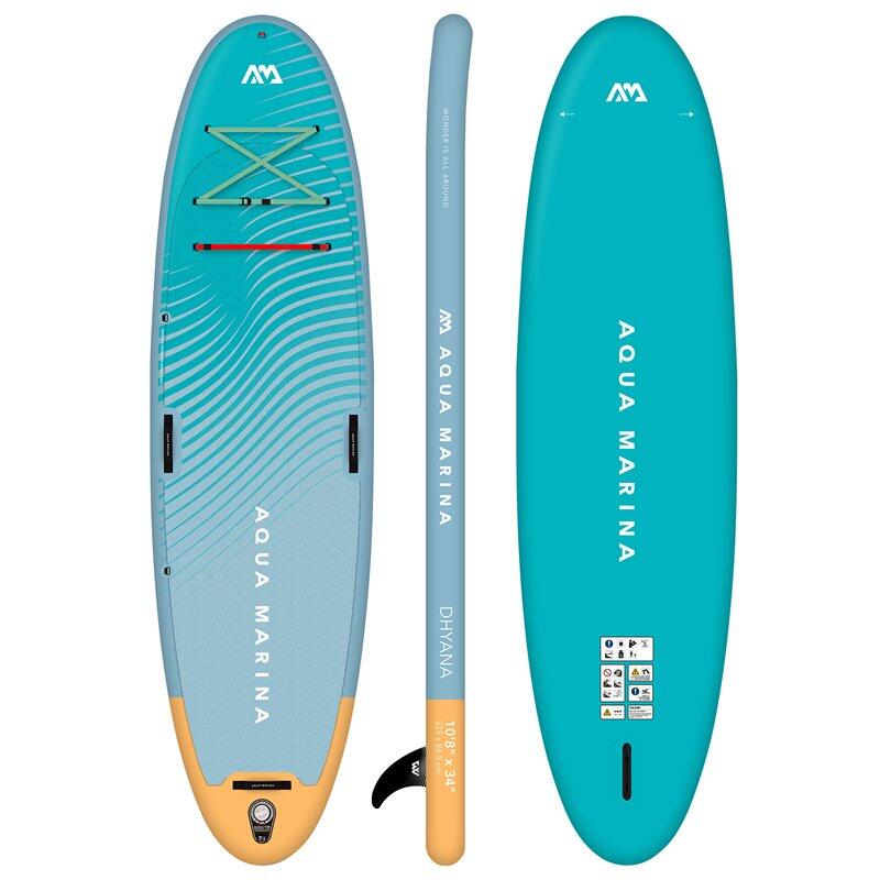 Gonflable SUP Stand Up Paddle Aqua Marina DHYANA FITNESS 325cm Bleu Clair