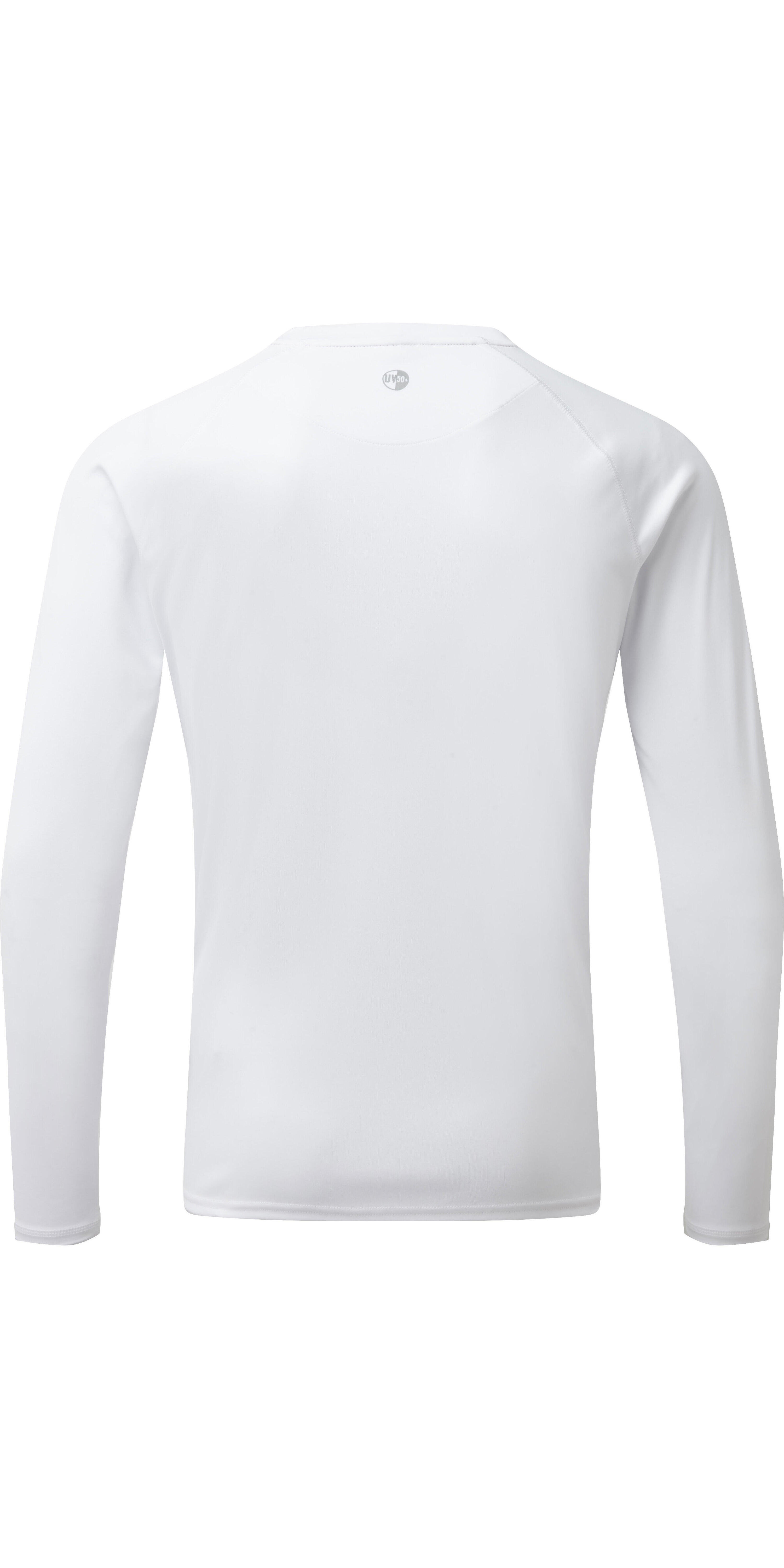 Hombres Manga Larga Uv Tec Tee Blanco 2/4