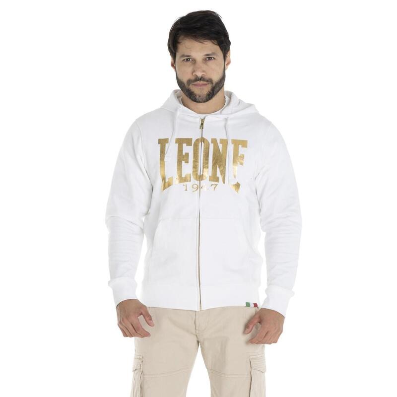 Sweat à capuche doré entièrement zippé pour homme