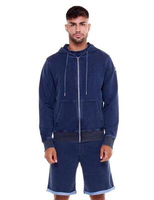 Herren-Hoodie in Indigo-Denim-Waschung