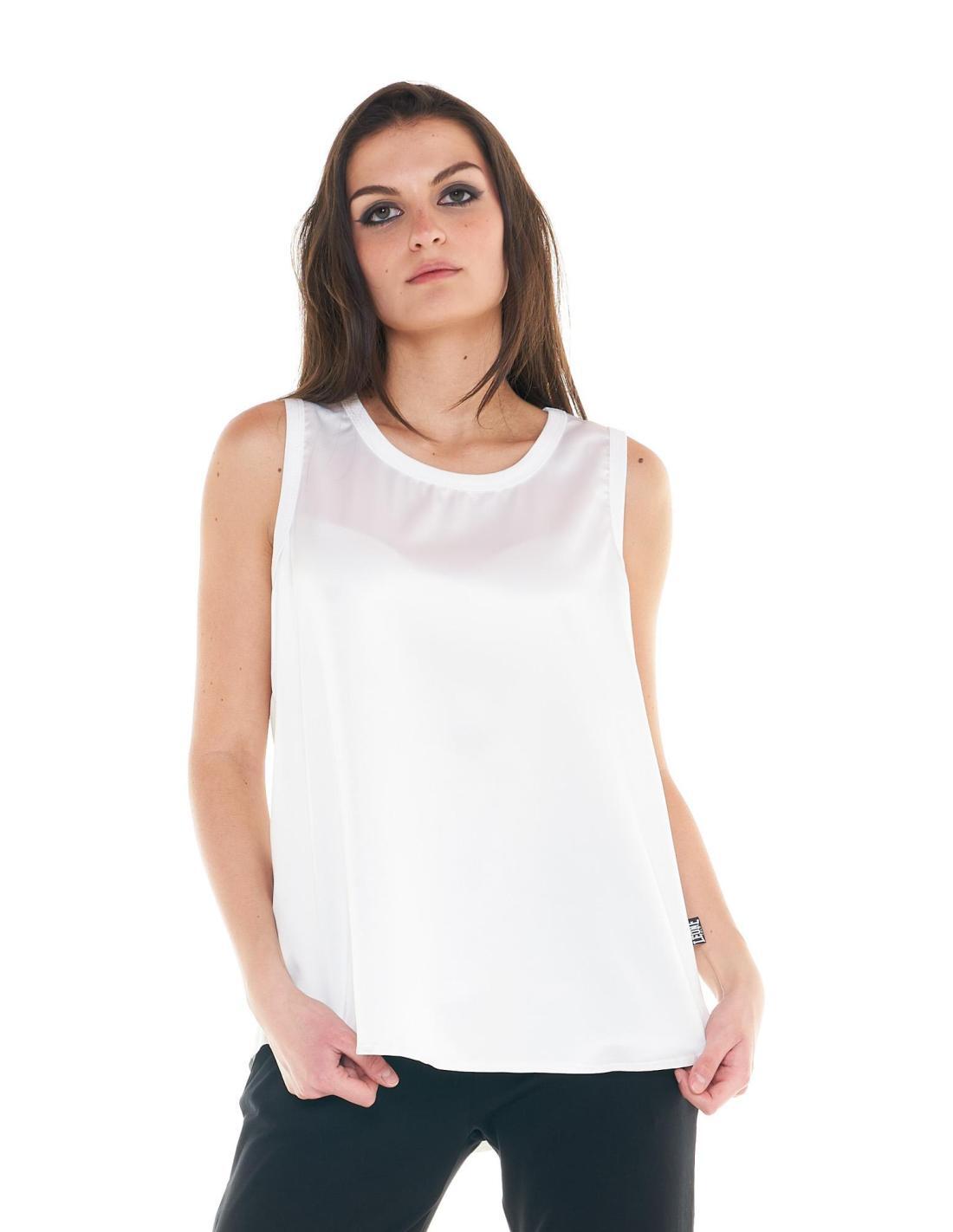 LEONE 1947 APPAREL Top feminino de cetim preto e branco
