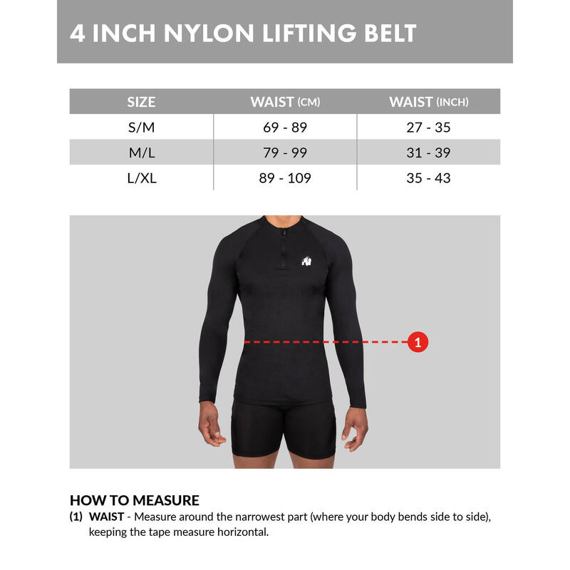 Cinturón Lumbar Musculación de Nylon - 4 inch