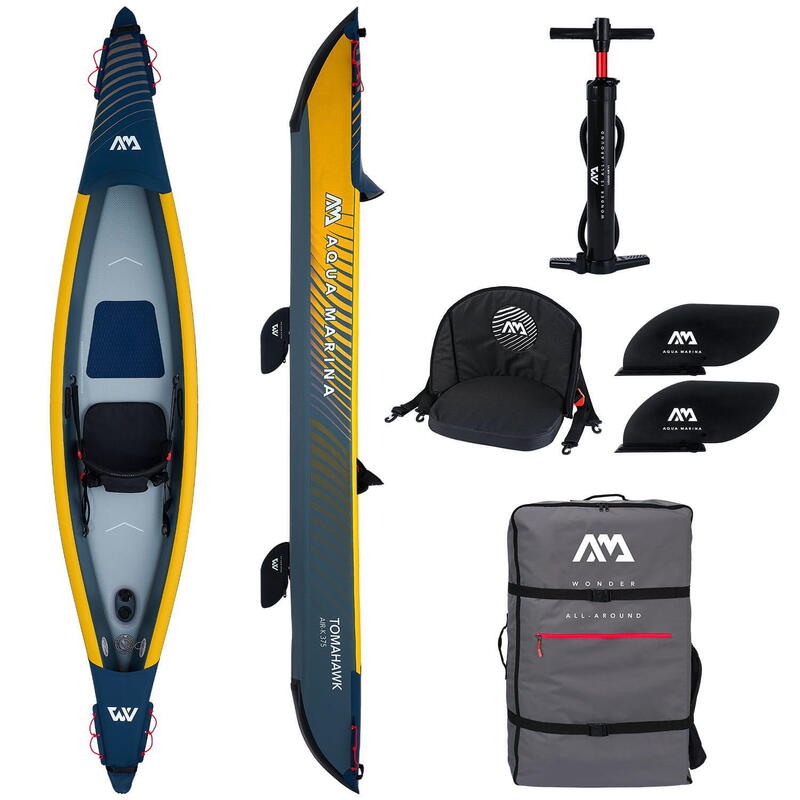 Kayak Gonflable Aqua Marina Tomahawk AIR-K 375 Modèle 2023 Orange et Bleu