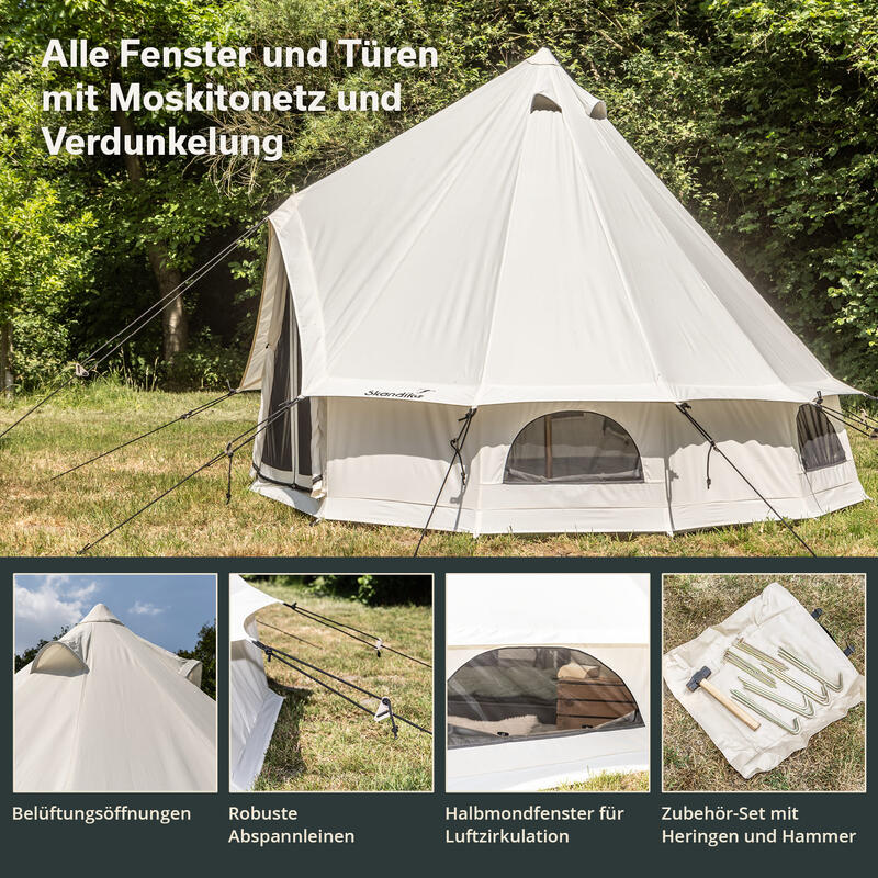 Tente Tipi Jatuni 300 Protect - Diamètre 3 m - 3 personnes, tapis de sol cousu