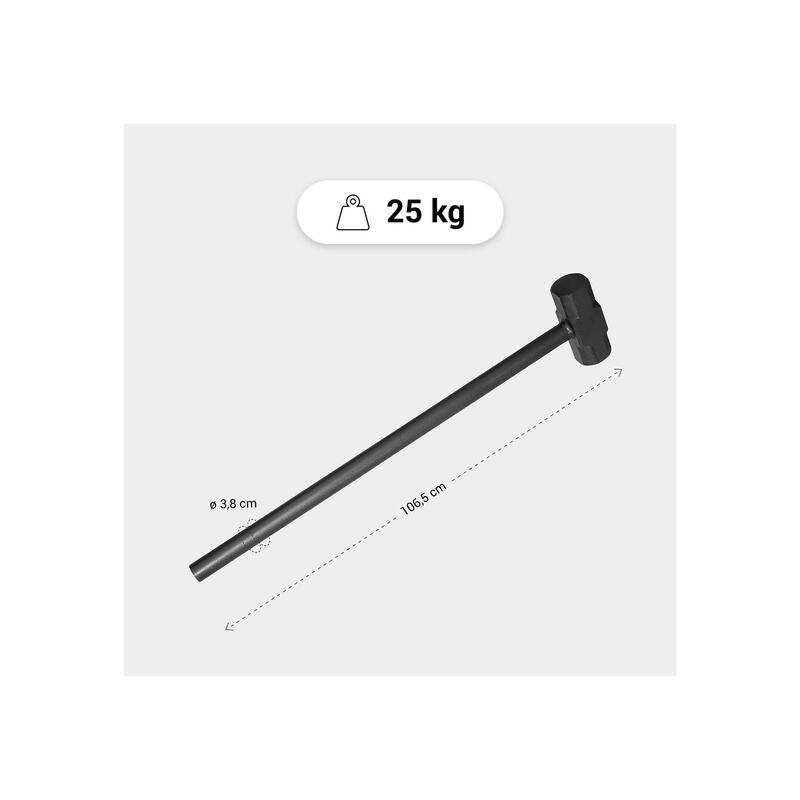Gewichthamer - Sledge Hammer - Fitnesshamer - Gietijzer met rubber coating - 25