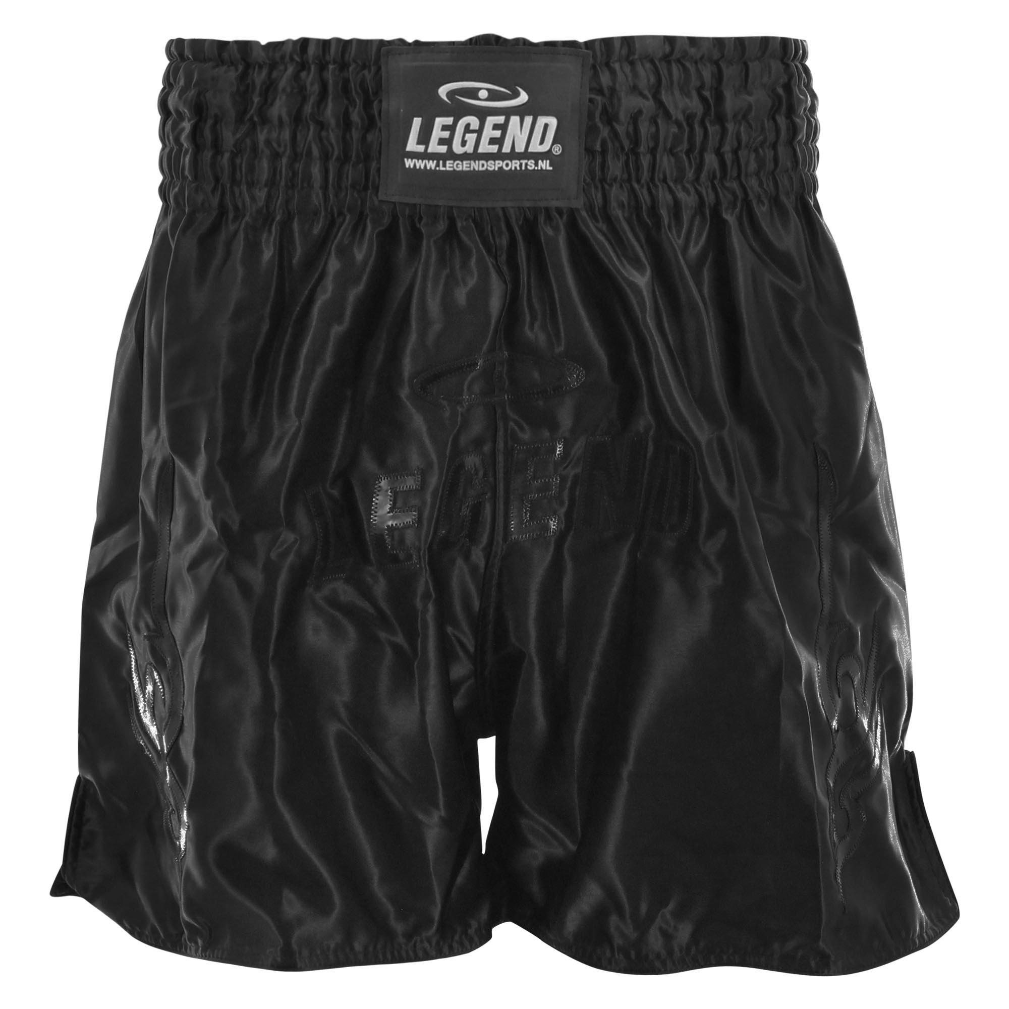 LEGEND SPORTS Kickboks- Boks Broekje Lang Model Kids/Volwassenen Zwart Satijn