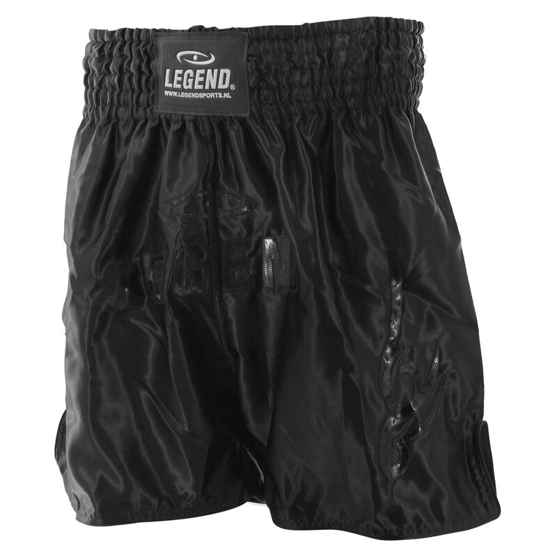 Kick Boxing Short Modèle Long Enfants/Adultes Noir Satin