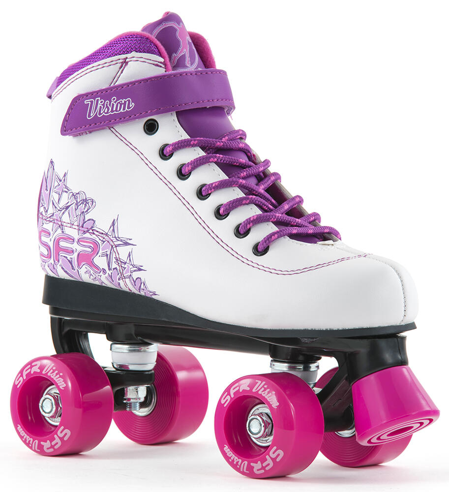 Vision II White/Pink Kids Quad Roller Skates 1/3