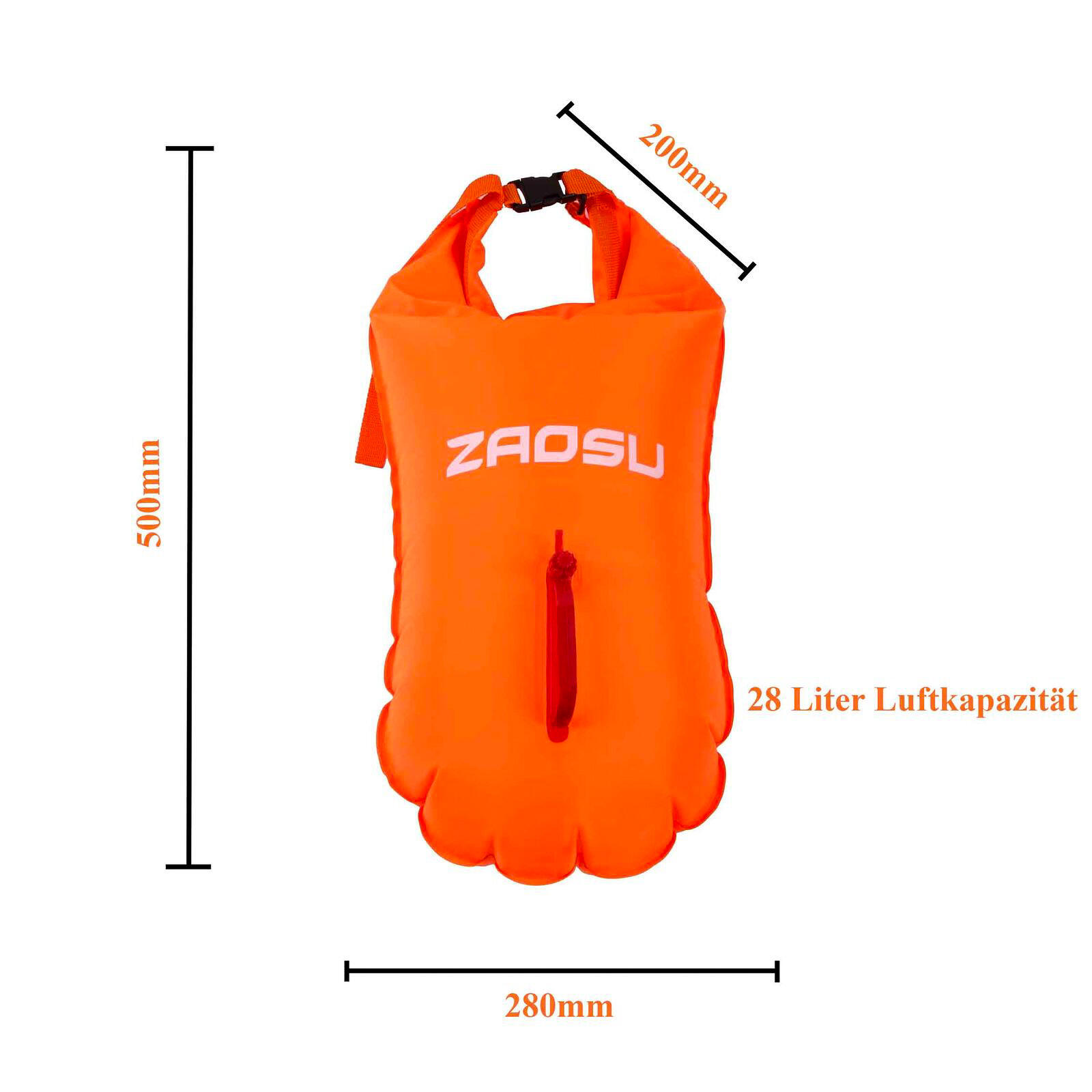 Schwimmen Boje Freiwasser leuchtend - Safety Buoy orange 2/4
