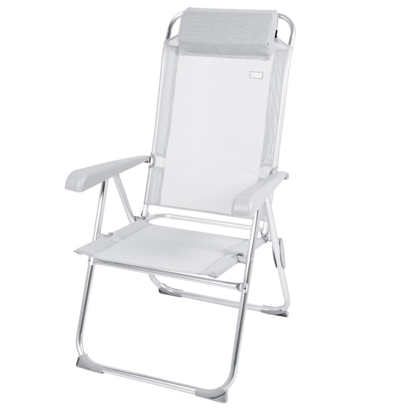 Silla plegable camping antivuelco y multiposición gris c/cojín Aktive