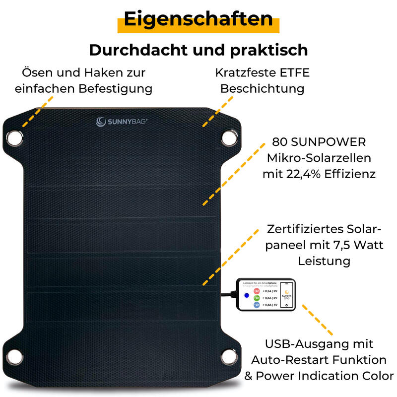 LEAF PRO | 7,5 Watt Tragbares Solarpanel | Leicht und flexibel | Solarmodul